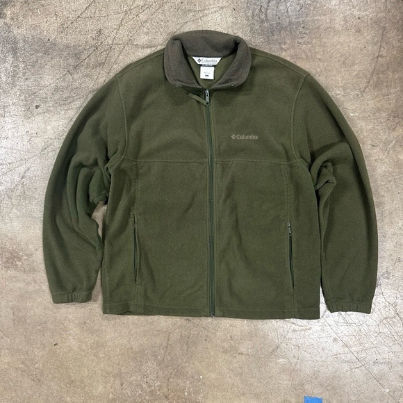 Columbia Fleece Jacket Mens Size Large Dark Green Zip Up Full Zip Cozy Warm - Picture 1 of 6